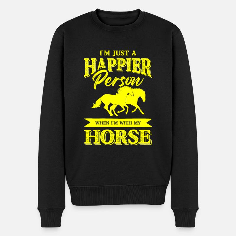 pferde reiten - Männer Premium Bio Pullover - Schwarz