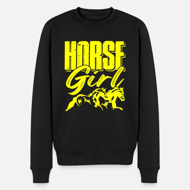 chevaux filles - Pull Premium bio Homme - noir