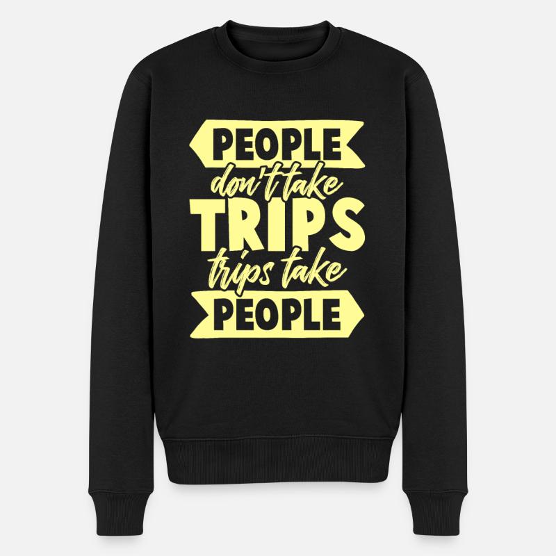 trip reise spruch - Männer Premium Bio Pullover - Schwarz