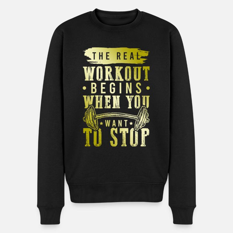 workout fitness - Männer Premium Bio Pullover - Schwarz