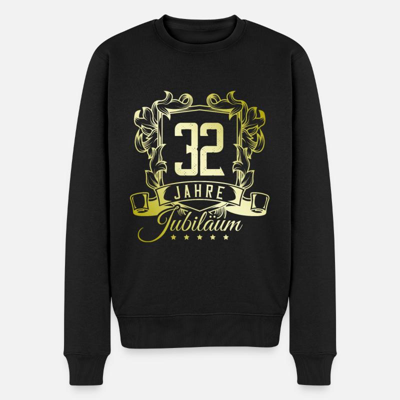 32 Zahl wappen - Männer Premium Bio Pullover - Schwarz