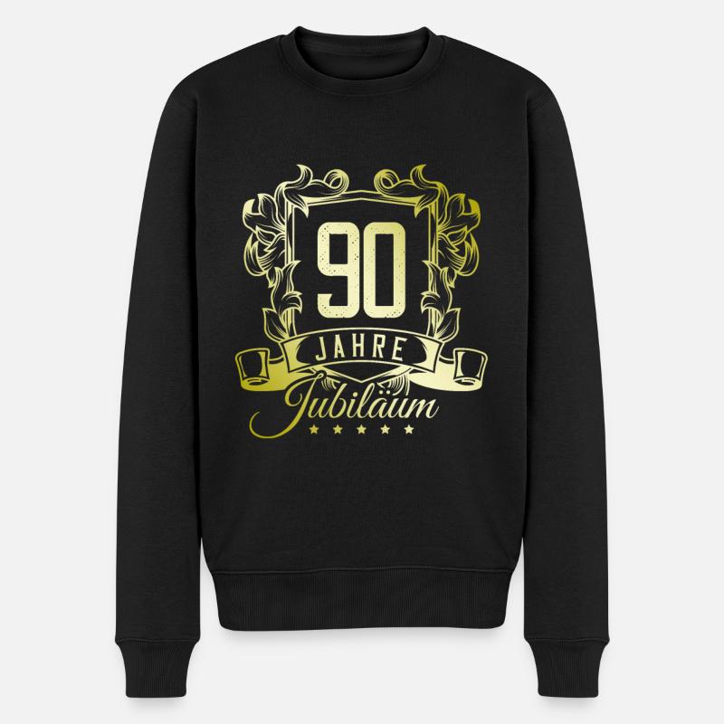 90 Zahl Wappen - Männer Premium Bio Pullover - Schwarz