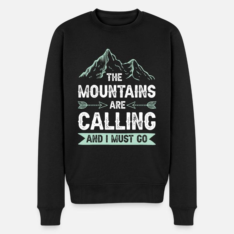 Mountains are calling - Männer Premium Bio Pullover - Schwarz
