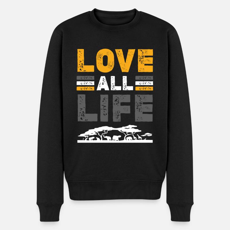 tierschutz liebe leben - Männer Premium Bio Pullover - Schwarz