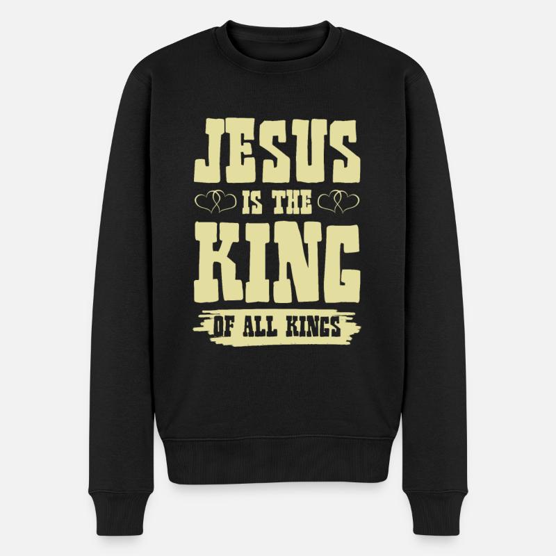 Jesus is King - Männer Premium Bio Pullover - Schwarz