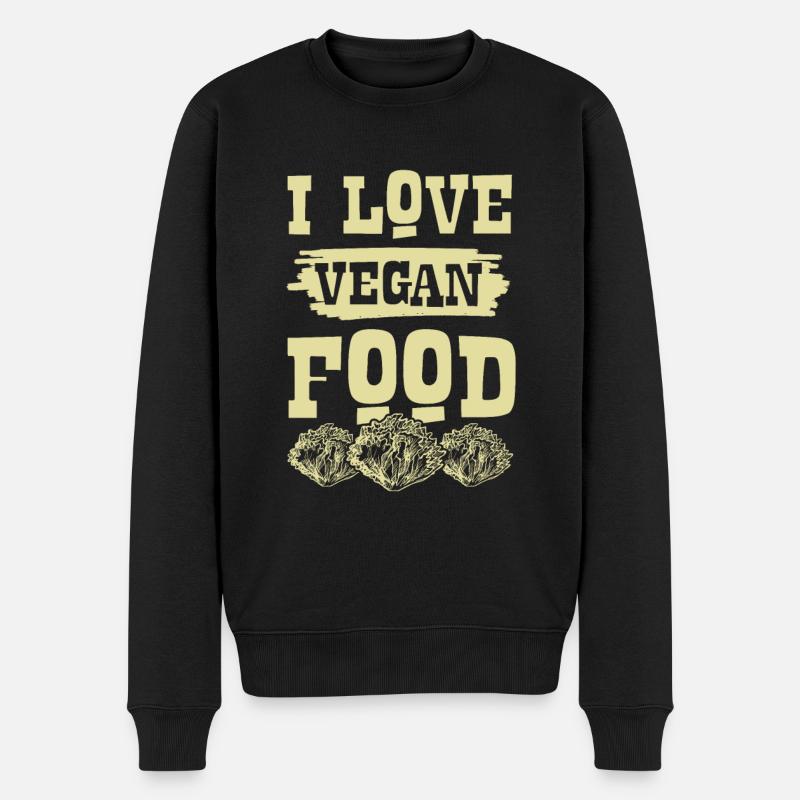 I Love Vegan - Männer Premium Bio Pullover - Schwarz