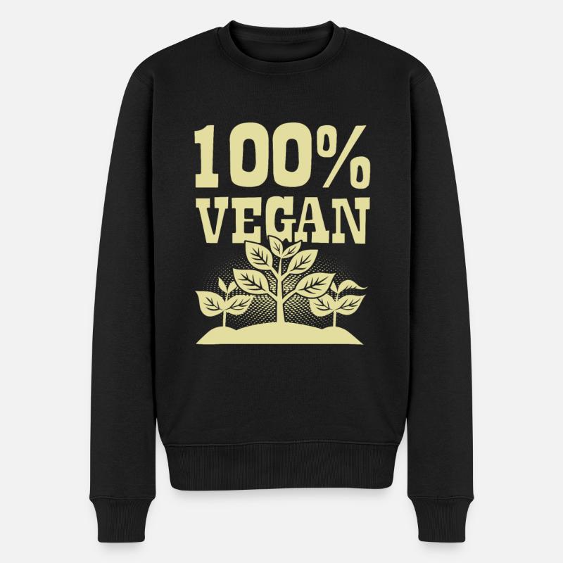 100% Vegan - Männer Premium Bio Pullover - Schwarz