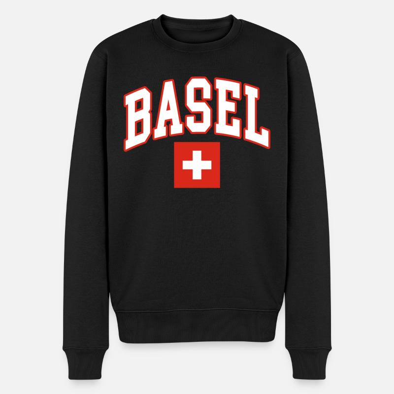 Basel schweiz flagge - Männer Premium Bio Pullover - Schwarz