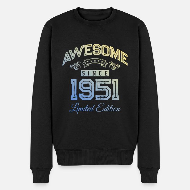 1951 awesome since - Männer Premium Bio Pullover - Schwarz