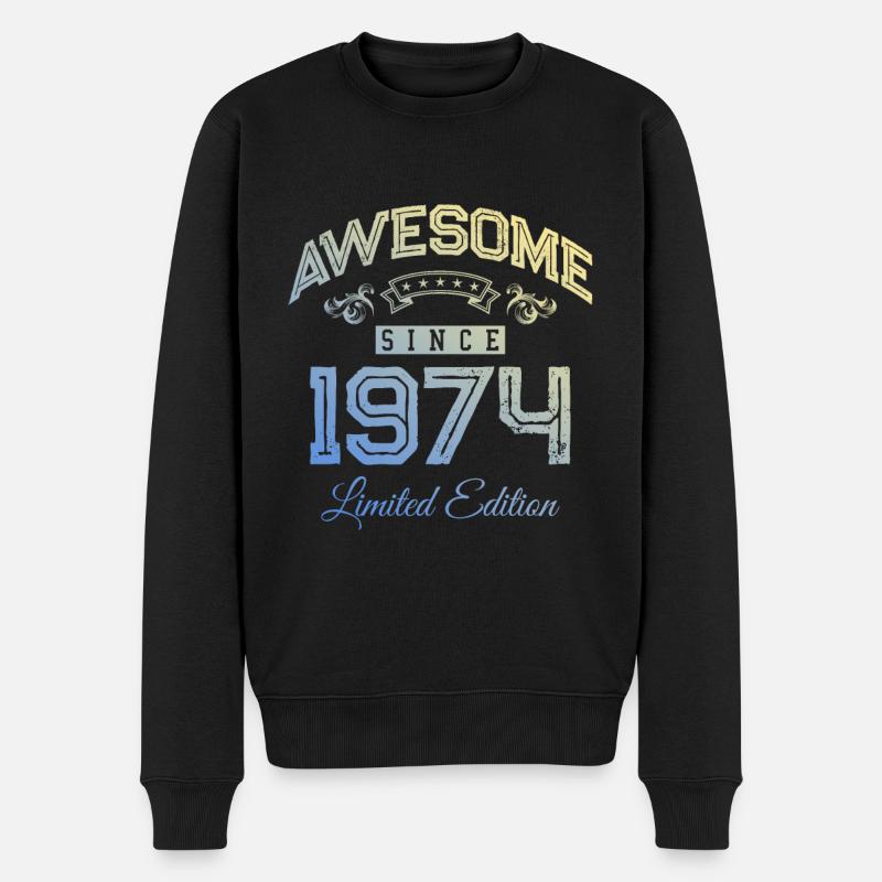 1974 awesome since - Männer Premium Bio Pullover - Schwarz