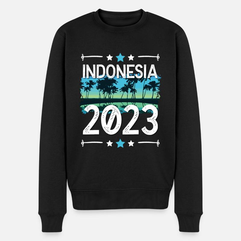 Indonesia 2023 - Männer Premium Bio Pullover - Schwarz