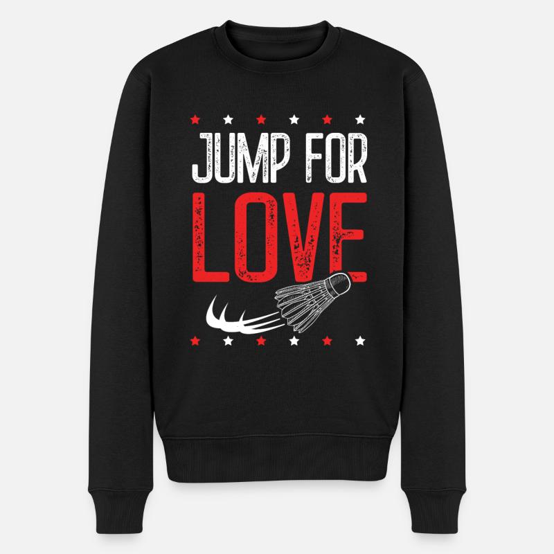 badminton liebe - Männer Premium Bio Pullover - Schwarz