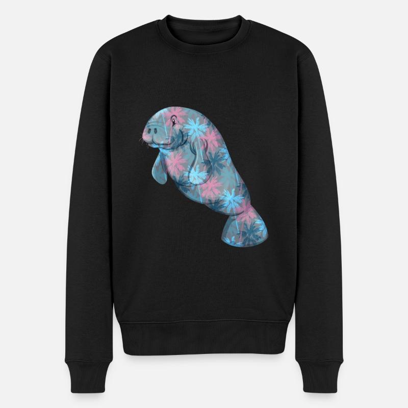 Lamantins Palmiers Colorés - Pull Premium bio Homme - noir