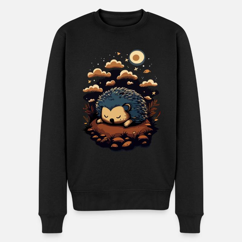 Süßer Igel schläft - Männer Premium Bio Pullover - Schwarz