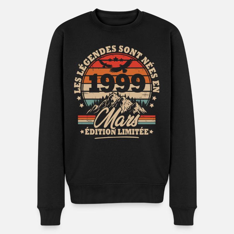 Cadeau D'anniversaire Nées En Mars 1999 - Pull Premium bio Homme - noir