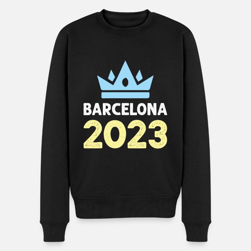 Barcelone 2023 Couronne - Pull Premium bio Homme - noir