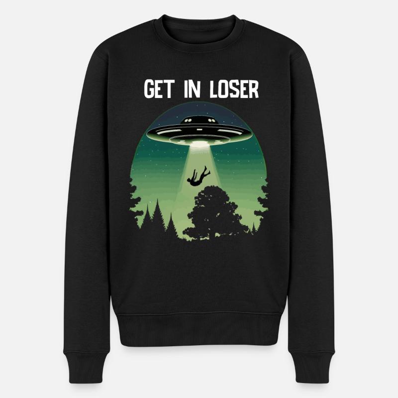UFO Fliegende Untertasse Alien Entführung eines Menschen - Männer Premium Bio Pullover - Schwarz