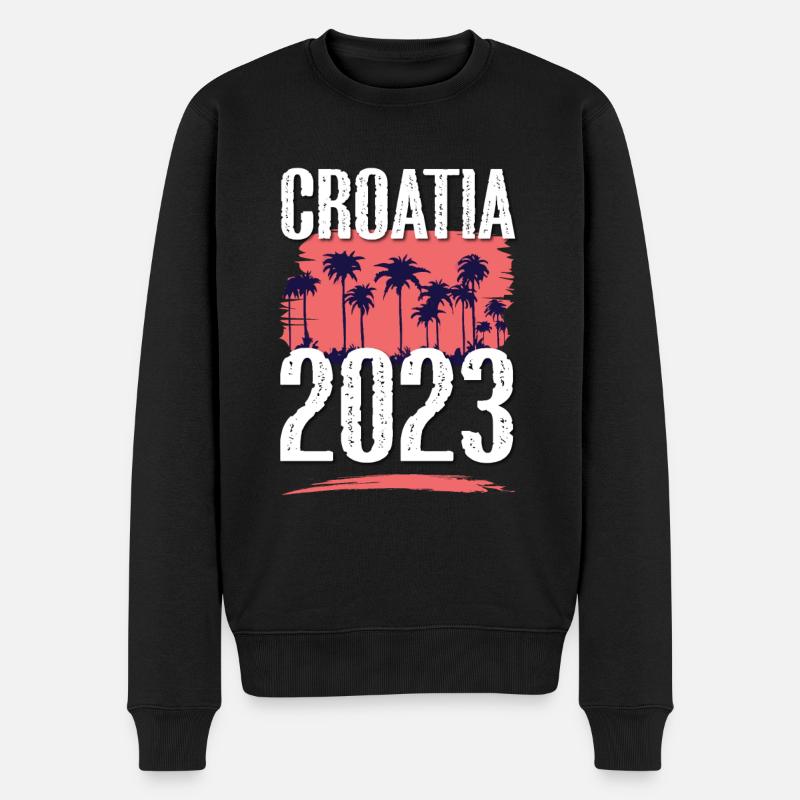 Croatia 2023 - Männer Premium Bio Pullover - Schwarz