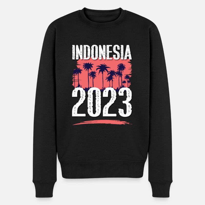 Indonesia 2023 - Männer Premium Bio Pullover - Schwarz