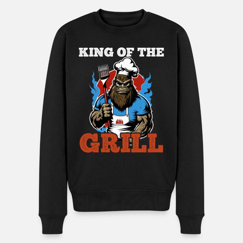 König des Grills - Männer Premium Bio Pullover - Schwarz