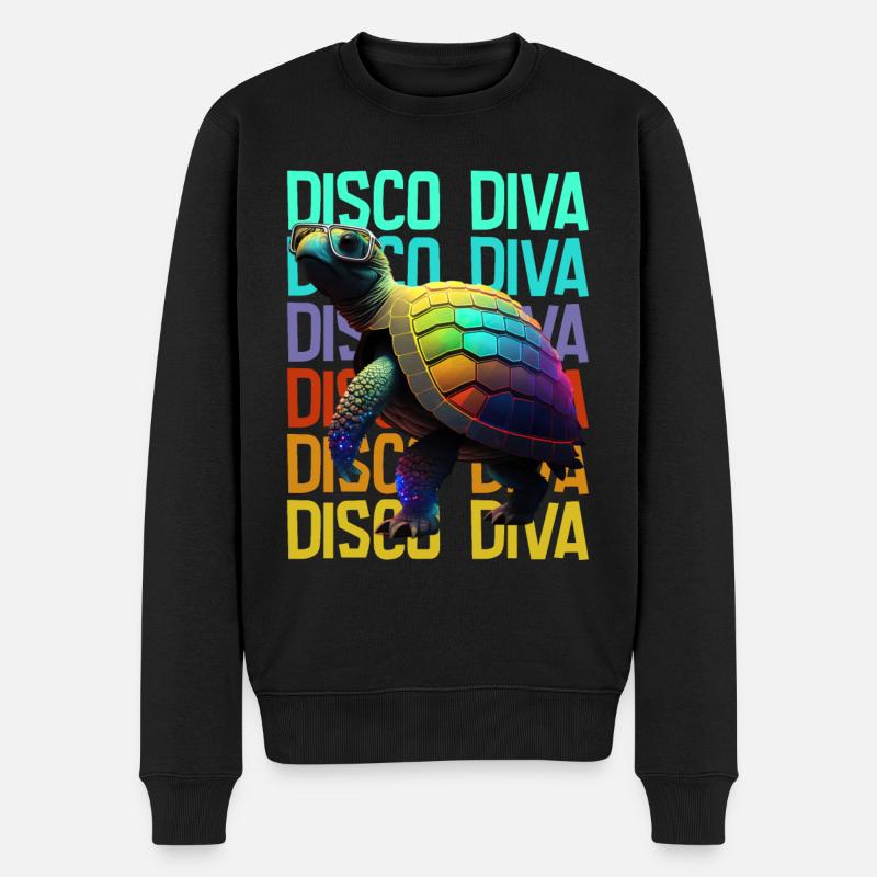 Turtle Disco Diva - Männer Premium Bio Pullover - Schwarz