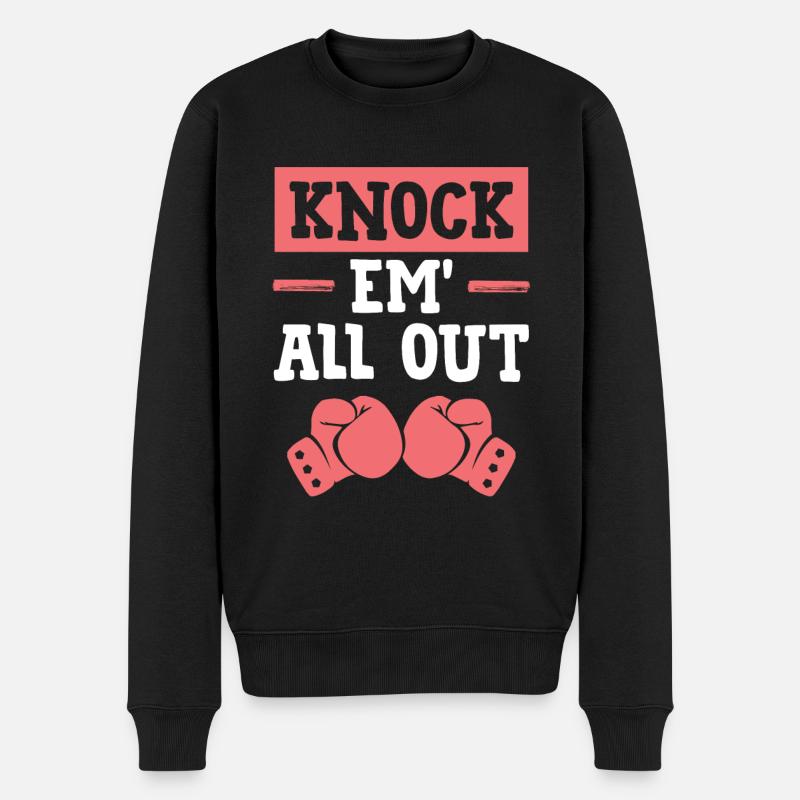 Boxe KO - Pull Premium bio Homme - noir