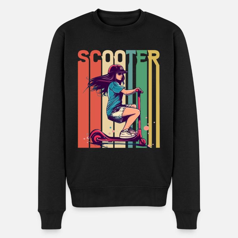 Scooter Mädchen Retro - Männer Premium Bio Pullover - Schwarz