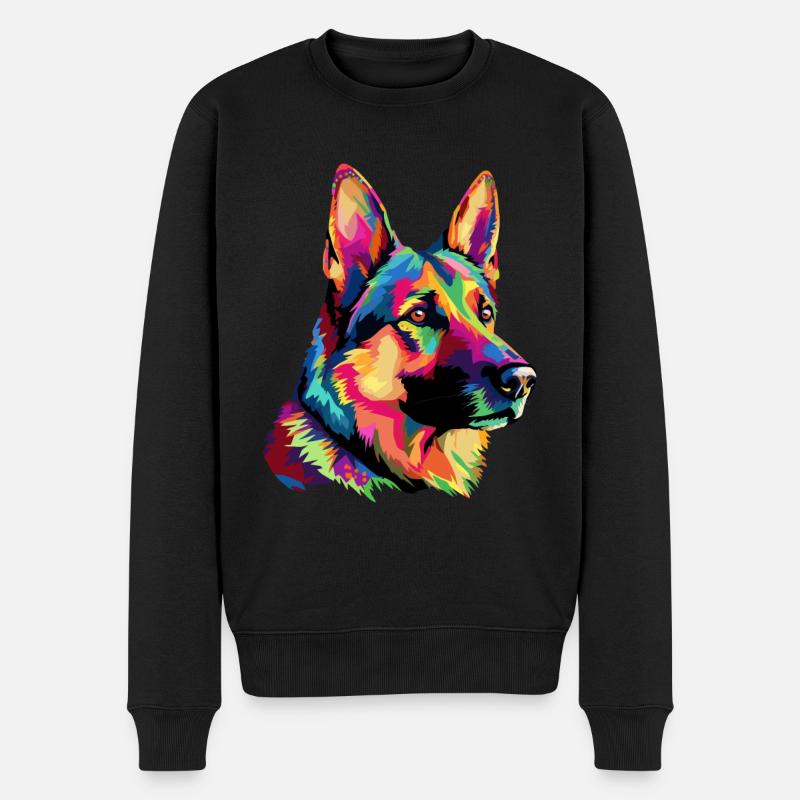 Deutscher Schäferhund Bunt - Männer Premium Bio Pullover - Schwarz