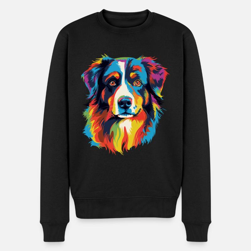 Australian Shepherd Hund Bunt - Männer Premium Bio Pullover - Schwarz