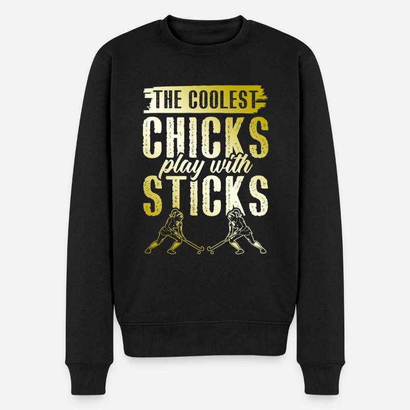 Feldhockey chicks - Männer Premium Bio Pullover - Schwarz