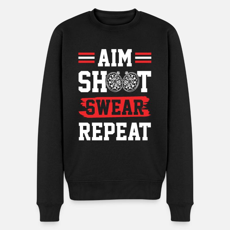 dart shoot swear repeat - Männer Premium Bio Pullover - Schwarz