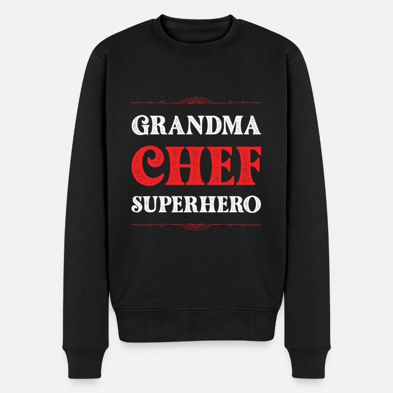 Oma Chef Superheld - Männer Premium Bio Pullover - Schwarz