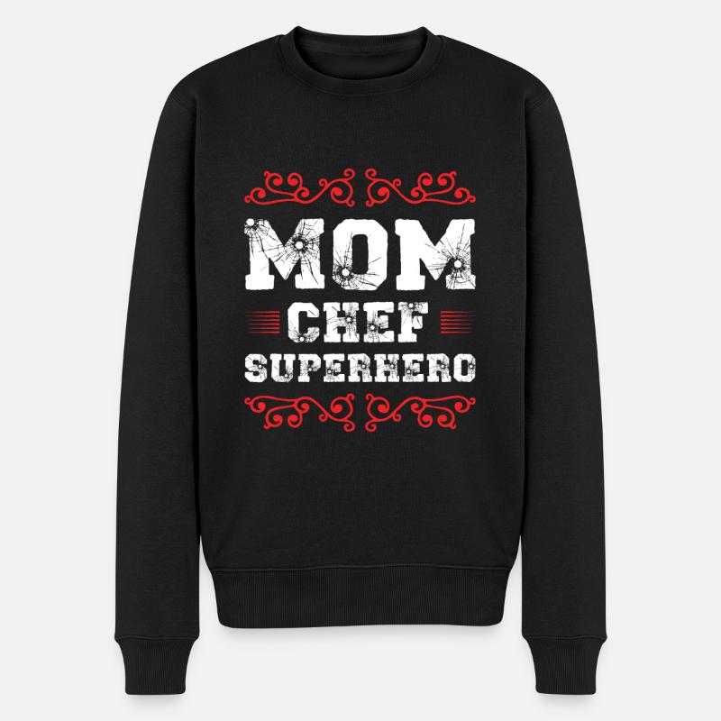 Mom Chef Superheld Mama - Männer Premium Bio Pullover - Schwarz