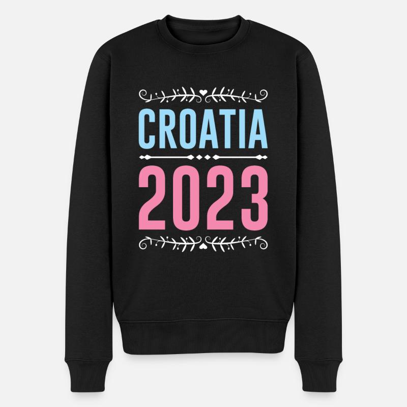 Croatia 2023 - Männer Premium Bio Pullover - Schwarz