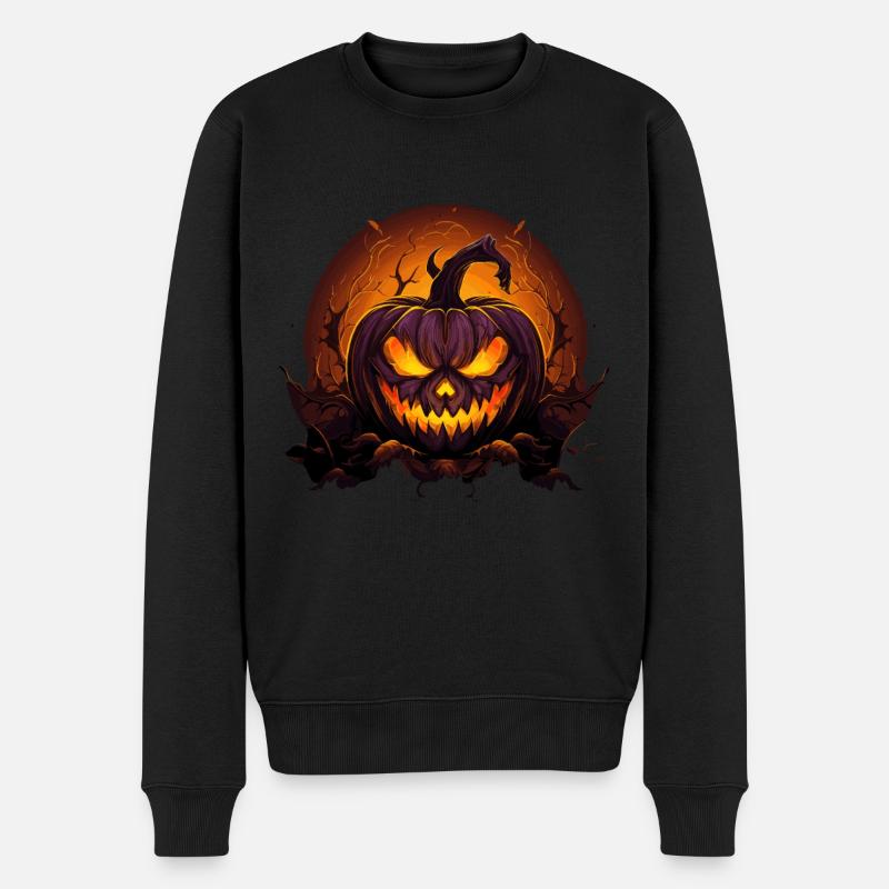 Halloween Spooky Jack O Laterne - Männer Premium Bio Pullover - Schwarz