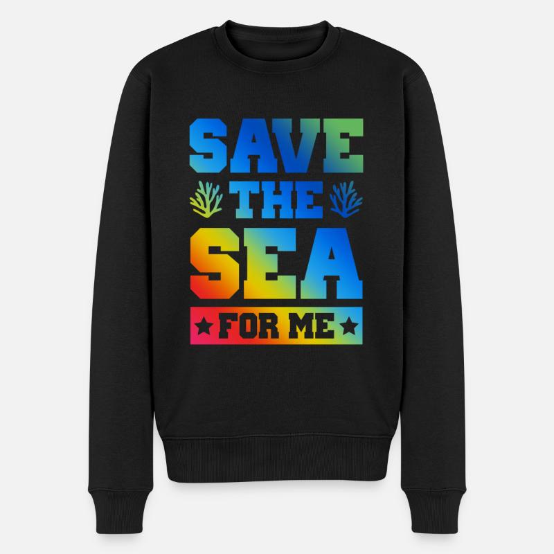 save the sea - Männer Premium Bio Pullover - Schwarz