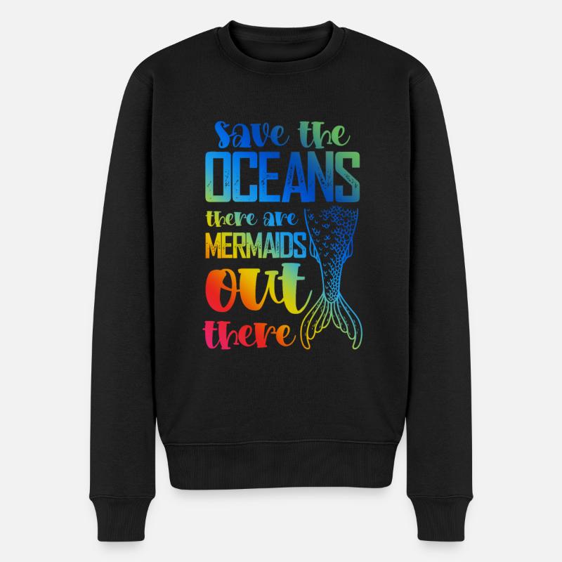 Sauvez la sirène de l’océan - Pull Premium bio Homme - noir