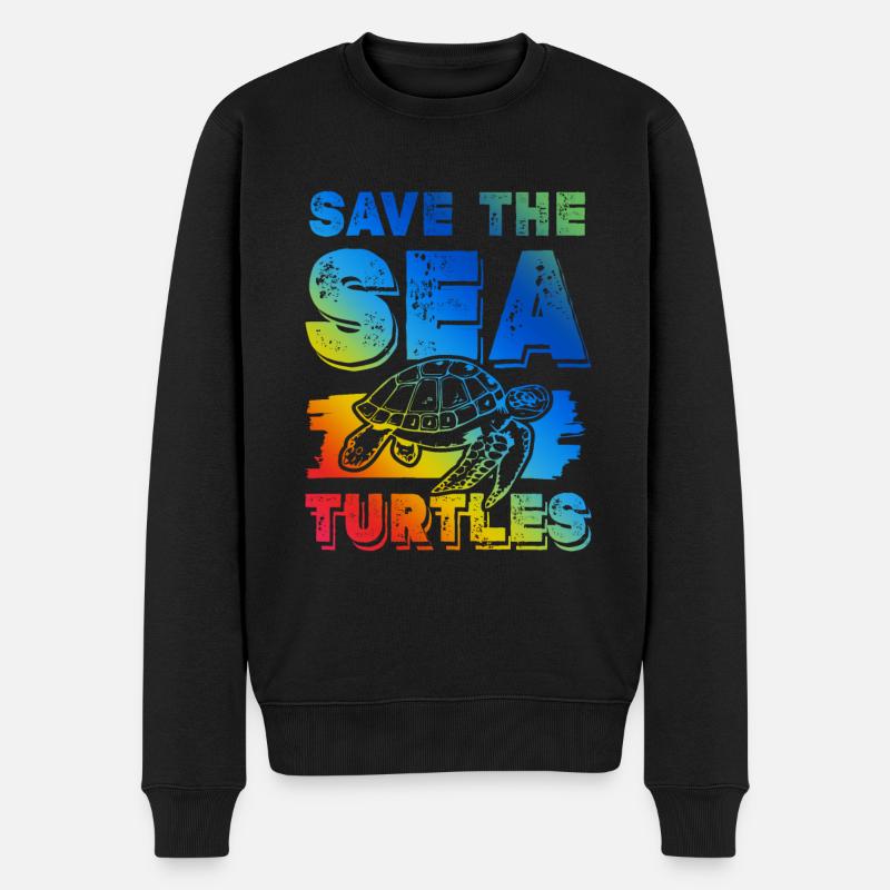 save the ocean schildkröte - Männer Premium Bio Pullover - Schwarz