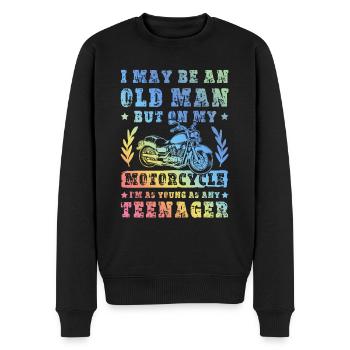 Motorrad alter mann spruch - Männer Premium Bio Pullover - Schwarz - Vorne - Nico (187cm)