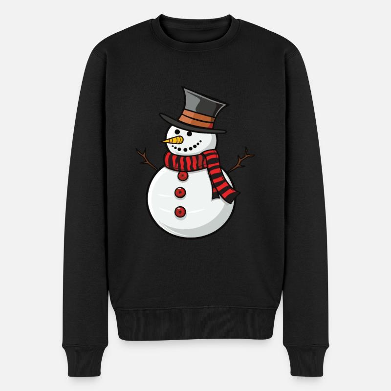 Schneemann Winter Weihnachten - Männer Premium Bio Pullover - Schwarz