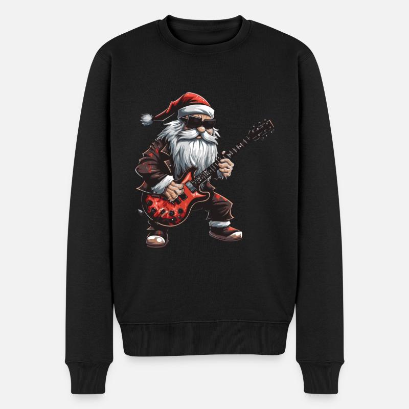 Weihnachtsmann Gitarre Santa - Männer Premium Bio Pullover - Schwarz