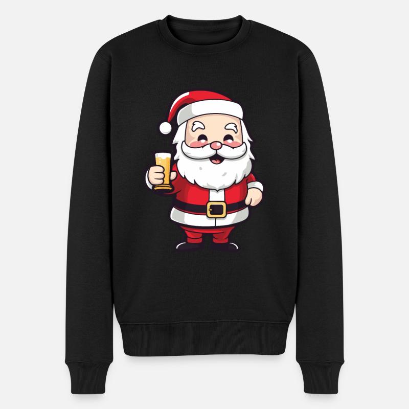 Weihnachtsmann Drinking Comic Weihnachten - Männer Premium Bio Pullover - Schwarz