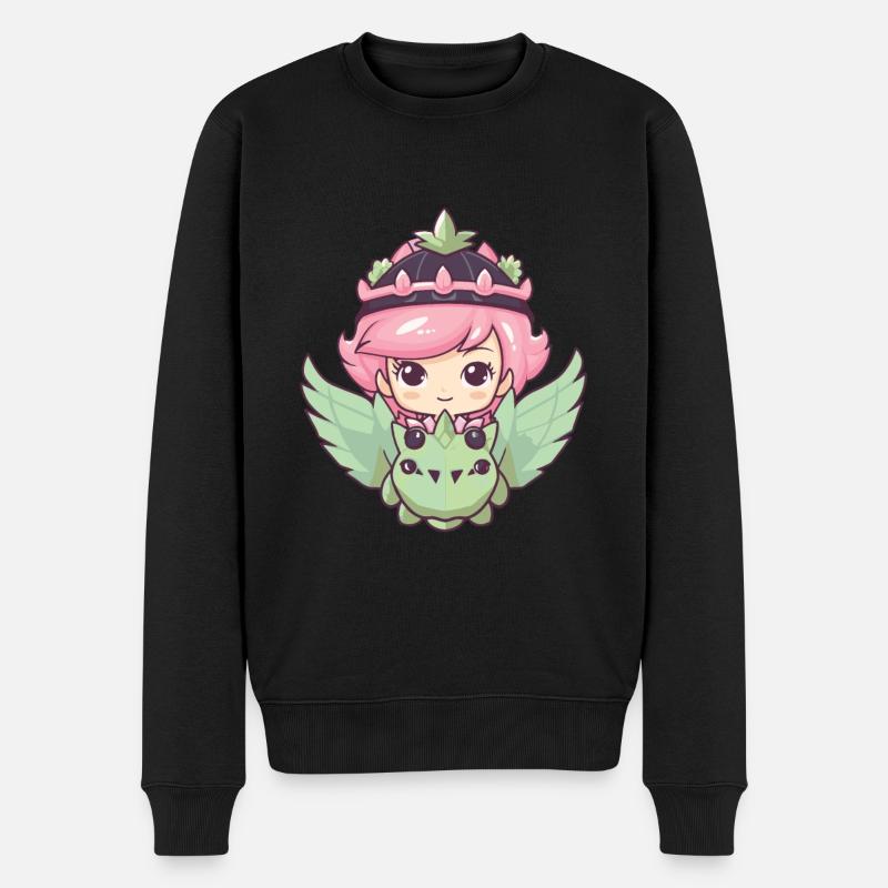 Prinzessin Drache Niedlich - Männer Premium Bio Pullover - Schwarz