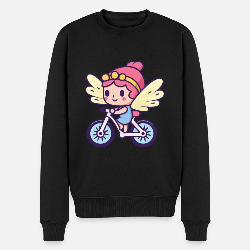 Fée Mignon Vélo Bande Dessinée - Pull Premium bio Homme - noir