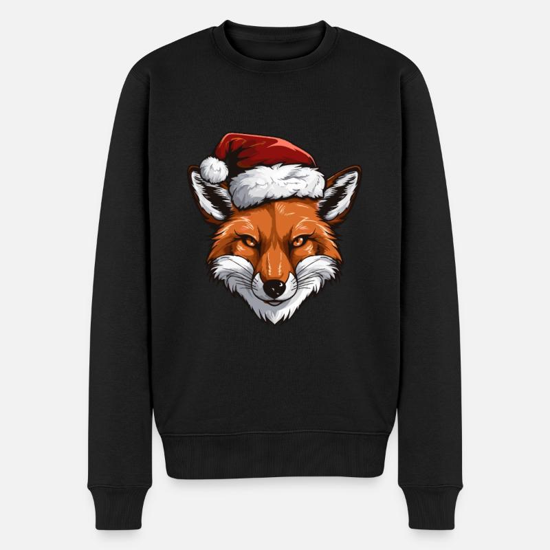 Fuchs Kopf Weihnachten Xmas - Männer Premium Bio Pullover - Schwarz