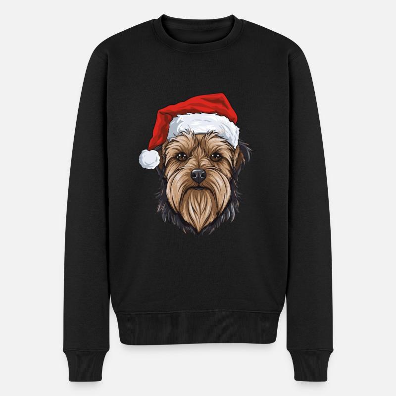 Yorkshire Terrier Hund Kopf Weihnachten Xmas - Männer Premium Bio Pullover - Schwarz