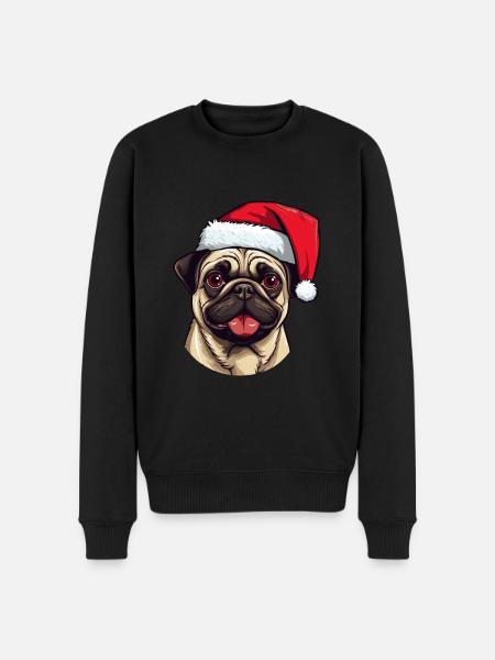 Pug Dog Pug Christmas Head - Men's Premium Organic Jumper - black