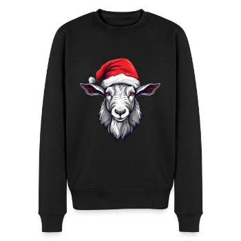 Ziege Weihnachten Tier Kopf - Männer Premium Bio Pullover - Schwarz - Vorne - Nico (187cm)