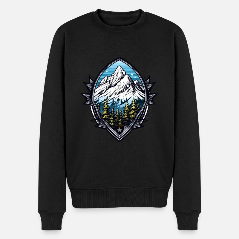 Berge Alpen Wappen - Männer Premium Bio Pullover - Schwarz