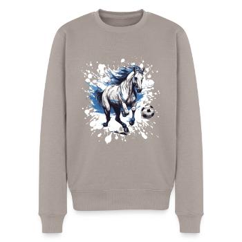 Équipe sportive de football équestre - Pull Premium bio Homme - taupe - Devant - Nico (187cm)